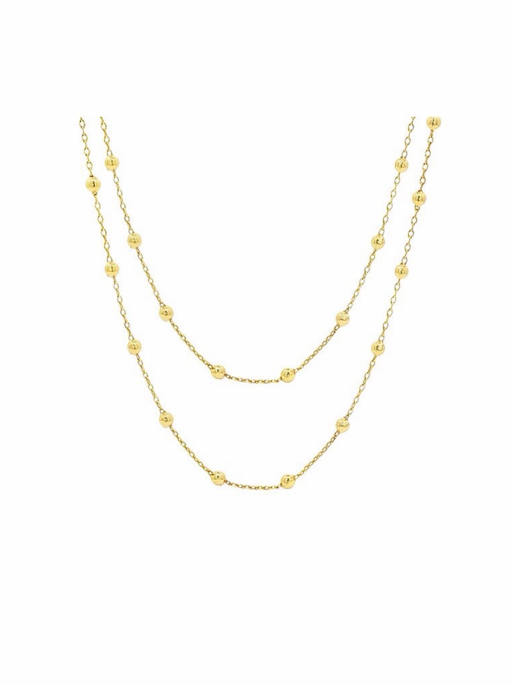 Double Strand Gold Plated Bead Necklace - Women Jewelry